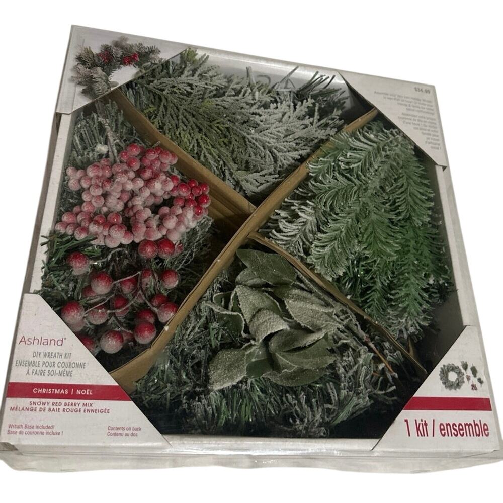 Ashland DIY Wreath Kit Snowy Red Berry Mix. Easy Instructions on back of box.NEW